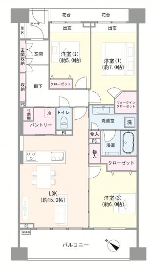 幕張ガーデンフォート-1-間取図(平面図)