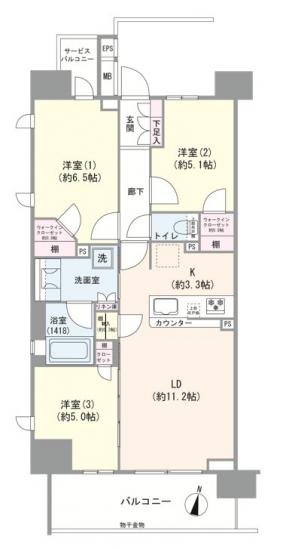 ウエリス船橋夏見-1-間取図(平面図)