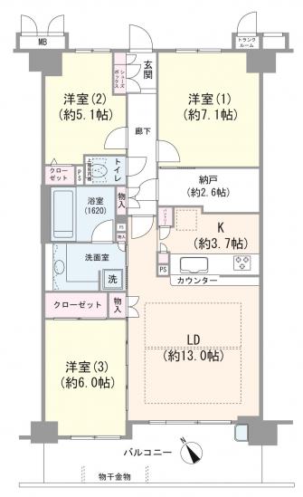 メイツ船橋ウェストハウス-1-間取図(平面図)