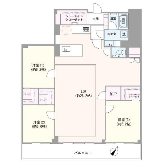 幕張グリーンハイツ-1-間取図(平面図)
