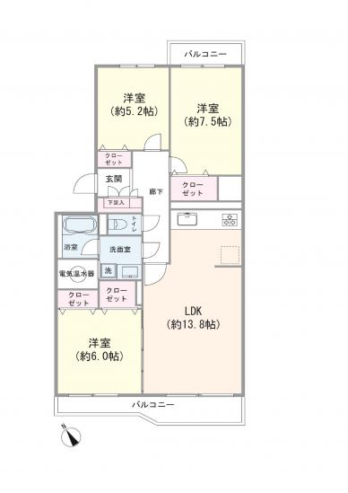 船橋シティハイツ　B棟-1-間取図(平面図)