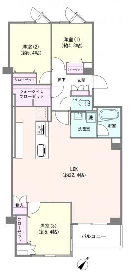 コープ西船橋４号棟-1-間取図(平面図)
