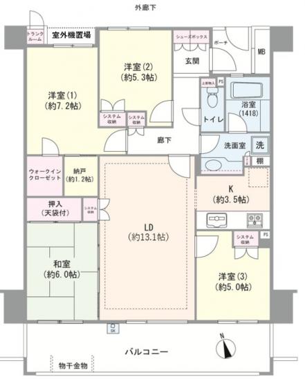 ガーデンプラザ新検見川１７番館-1-間取図(平面図)
