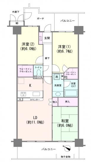 アクアフォレスタ・ルネ稲毛　アクア棟-1-間取図(平面図)