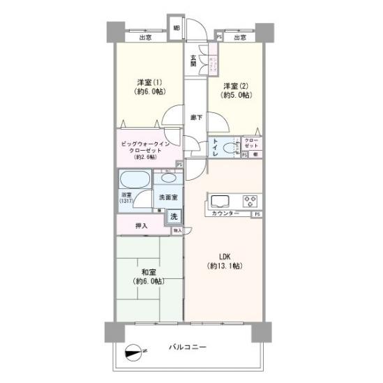 クレストフォルム津田沼-1-間取図(平面図)