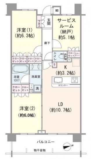 アイディーコート津田沼-1-間取図(平面図)