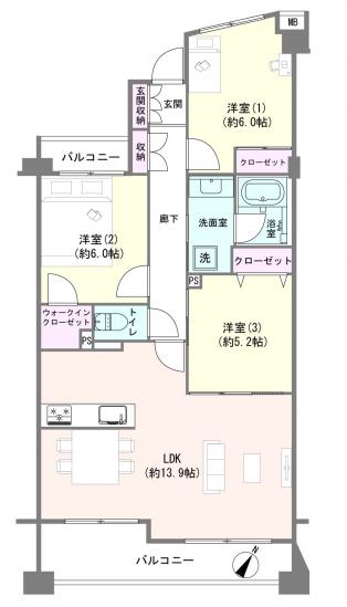 エステ・シティ海浜幕張五番館-1-間取図(平面図)