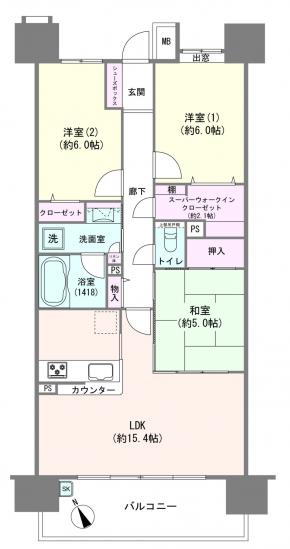デュオヒルズ船橋-1-間取図(平面図)