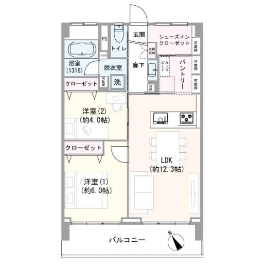 小栗原住宅２号棟-1-間取図(平面図)