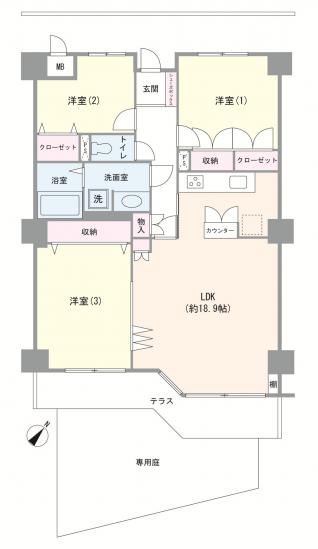 コスモ津田沼アーベイン -1-間取図(平面図)