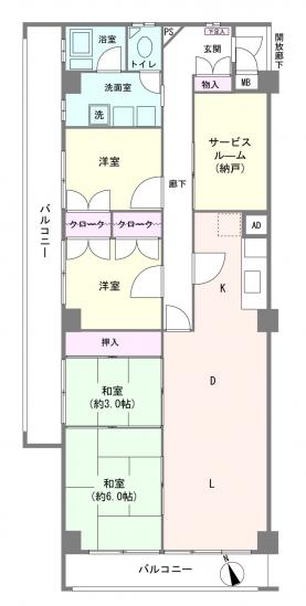 ルネ南市川-1-間取図(平面図)