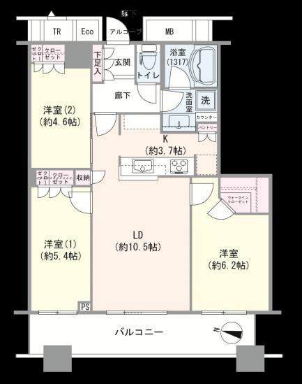 ＣＨＩＢＡ　ＣＥＮＴＲＡＬ　ＴＯＷＥＲ-0-間取図(平面図)