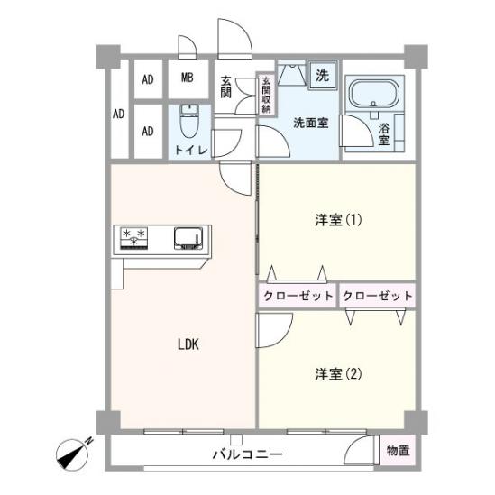 船橋スカイマンション-1-間取図(平面図)