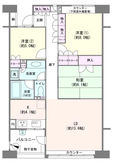 セントラルパーク・ウエストC棟-1-間取図(平面図)