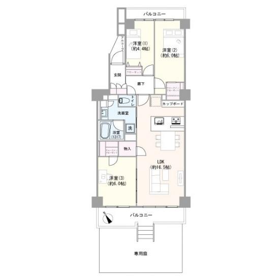 東船橋ガーデニア６号棟-1-間取図(平面図)