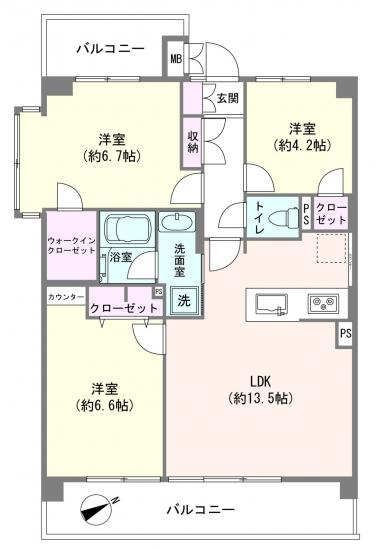 ペルル谷津駅前-1-間取図(平面図)