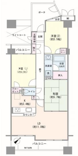 エステ・シティ海浜幕張五番館-1-間取図(平面図)