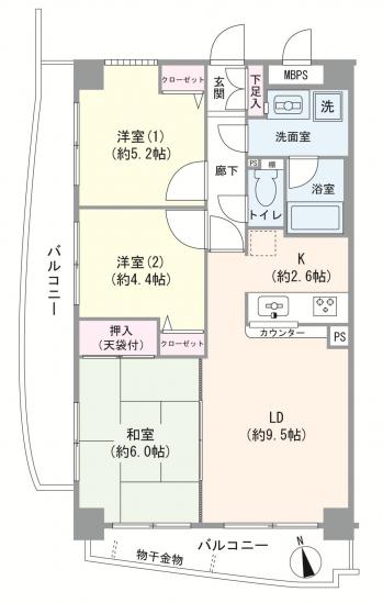 ローズガーデン浦安　参番館-1-間取図(平面図)