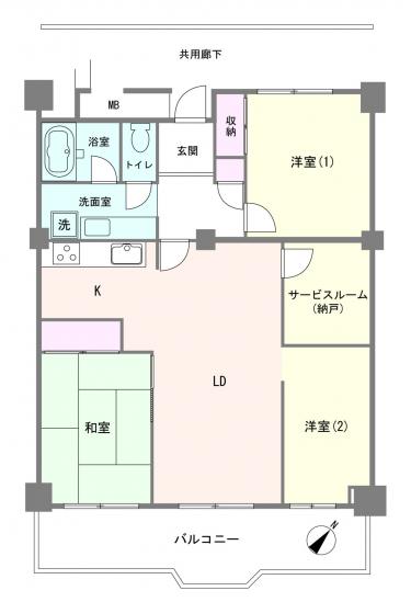 市川パークハイツＢ棟-1-間取図(平面図)