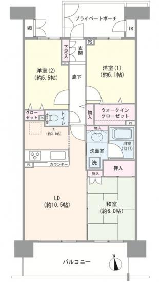 クレストフォルム市川南ウッドスクエア-1-間取図(平面図)