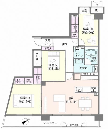 サンヴェール船橋東海神-1-間取図(平面図)
