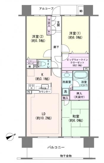 クレストシティタワーズ浦安　ブライトウィング棟-1-間取図(平面図)