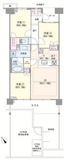 シティテラス南行徳テラスＡ-1-間取図(平面図)