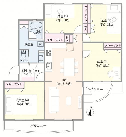 秋津第一団地１－１－８号棟-1-間取図(平面図)