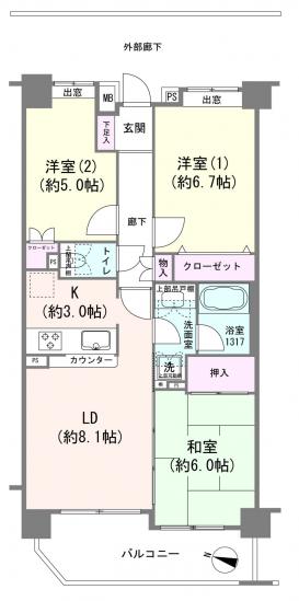 アプレ千葉センターコート-1-間取図(平面図)