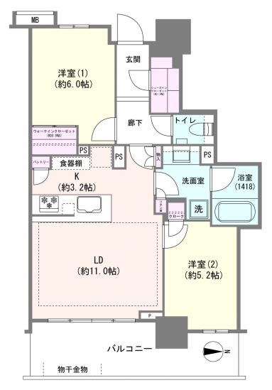 幕張ベイパーク　クロスタワー＆レジデンスタワー棟-1-間取図(平面図)