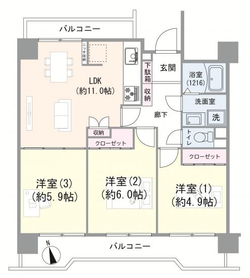 メゾン海神-1-間取図(平面図)