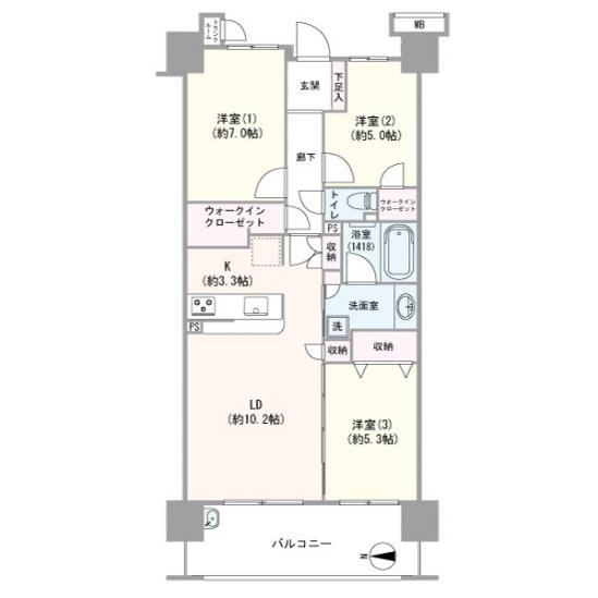 ワンダーベイシティＳＡＺＡＮガーデンウエスト-1-間取図(平面図)