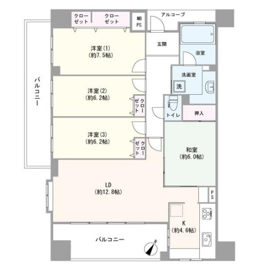 グリーンプラテア習志野台　壱番館-1-間取図(平面図)
