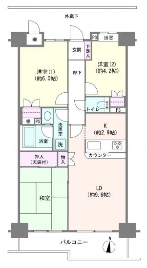 シティホームズ船橋本町-1-間取図(平面図)