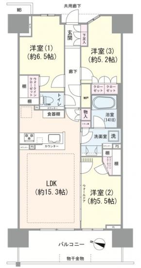 パークホームズ南船橋-1-間取図(平面図)