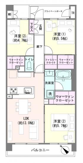 クレストフォルム市川南ウッドスクエア-1-間取図(平面図)