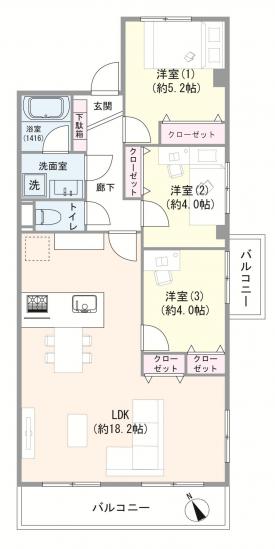 船橋ファミリータウン２号棟-1-間取図(平面図)