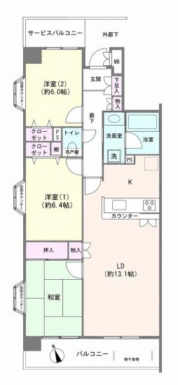 ダイアパレス・ライブシティ船橋-1-間取図(平面図)