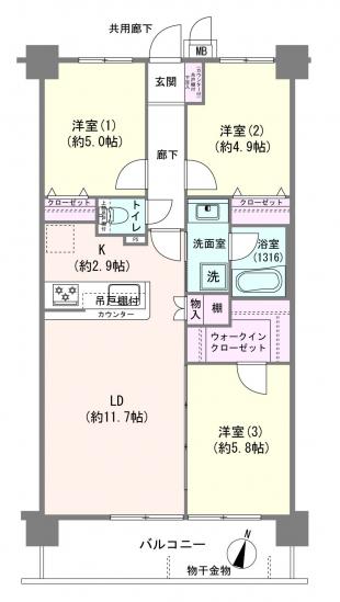 レ・ジェイドビオ船橋北習志野-1-間取図(平面図)