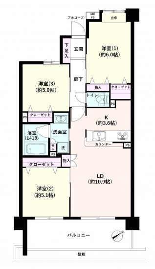 グーディッシュ久米川-1-間取図(平面図)