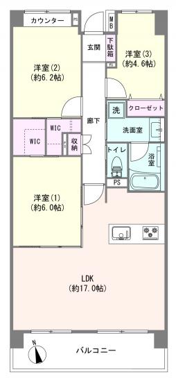 藤和シティコープ国分寺Ⅱ-1-間取図(平面図)