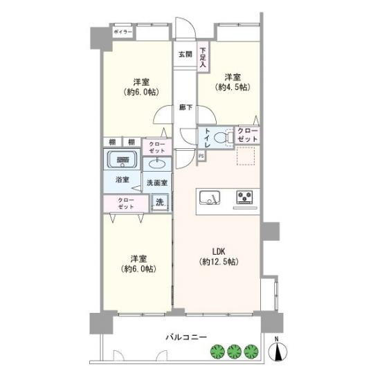 レーベンハイム東伏見Ⅰ-1-間取図(平面図)