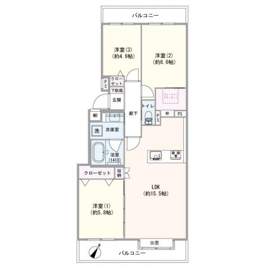パーク・ハイム国分寺-1-間取図(平面図)