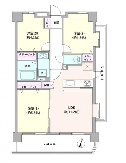 シャルムコート東村山美住町-1-間取図(平面図)