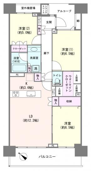 グランドメゾン玉川上水センタースクエア-1-間取図(平面図)