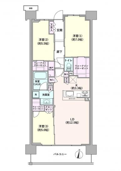シティハウス小金井公園C棟-1-間取図(平面図)