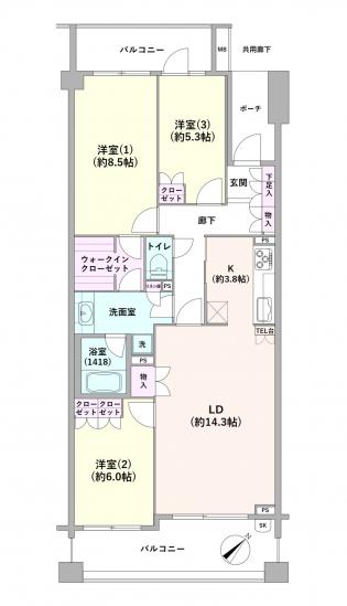 グローリオ南阿佐ヶ谷-1-間取図(平面図)