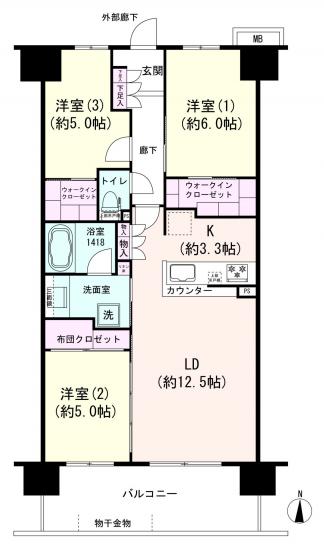 ファインシティ武蔵野富士見-1-間取図(平面図)
