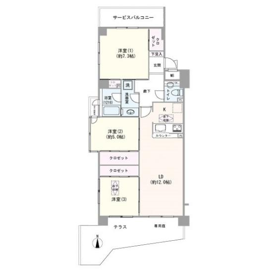 ダイアパレスリバーサイド府中是政-1-間取図(平面図)