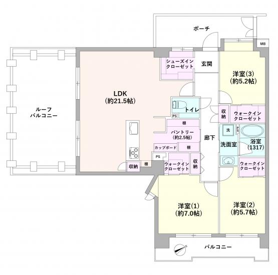 朝日パリオ小金井ハイツ-1-間取図(平面図)